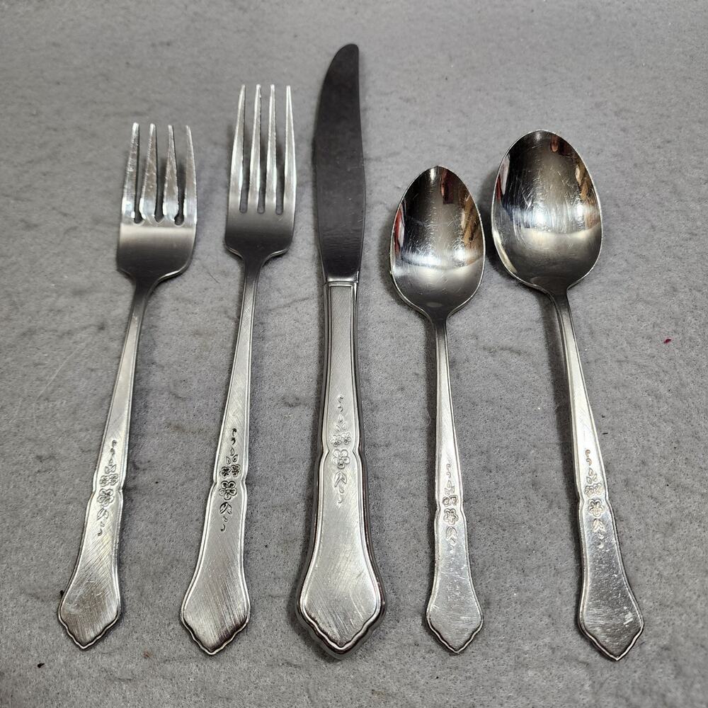 Oneida ASHMORE Stainless Burnished Handles Glossy Place Settings For Four  20pcs